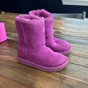 UGG Fuchsia Suede Fur-Lined Boots